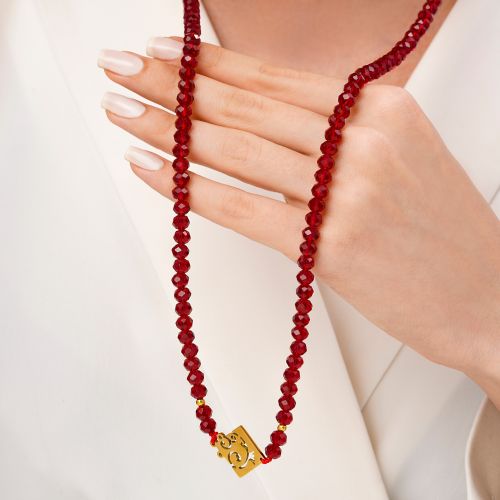 گردنبند انار کریستالی پلاکدار یلدایی