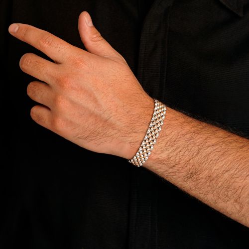 دستبند استیل (ROLEX) رولکس 12 میل رزگلد سفید
