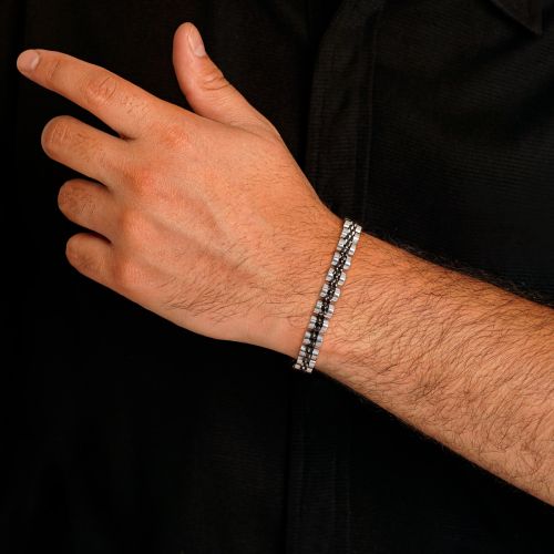 دستبند استیل (ROLEX) رولکس 8 میل مشکی سفید