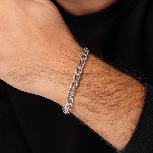 دستبند استیل 304 فیگارو 7.5 میل سفید