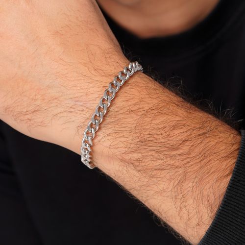 دستبند استیل 304 کارتیر 7 میل سفید