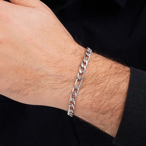 دستبند استیل 304 فیگارو 6.6 میل سفید