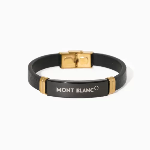 دستبند استیل و چرم MONT BLANC دورنگ