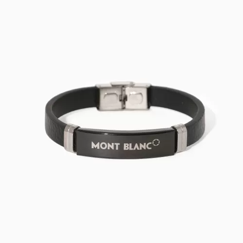 دستبند استیل و چرم MONT BLANC مشکی