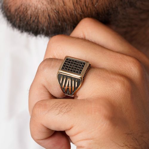 انگشتر طلاروس مردانه نگین دار(بسته 4 عددی)