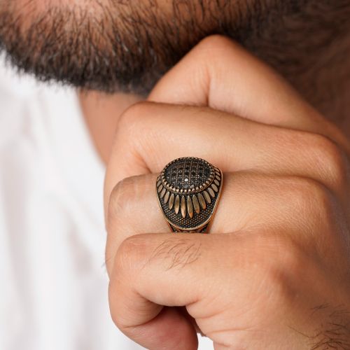 انگشتر طلاروس مردانه نگین دار(بسته 4 عددی)