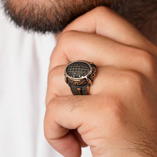 انگشتر طلاروس مردانه نگین دار(بسته 4 عددی)