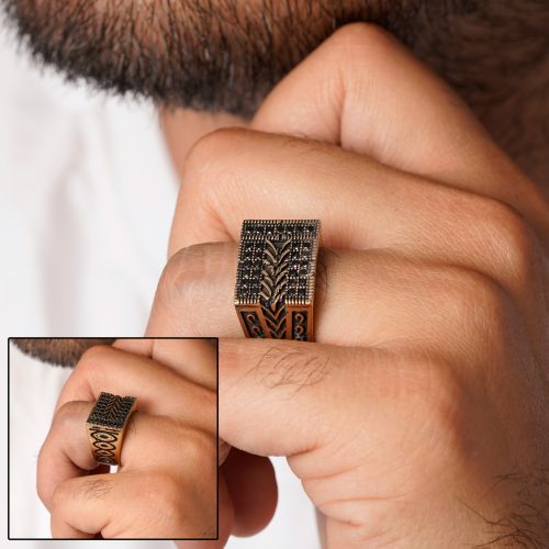 انگشتر طلاروس مردانه نگین دار(بسته 4 عددی)