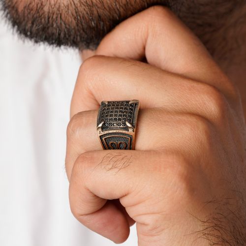 انگشتر طلاروس مردانه نگین دار(بسته 4 عددی)