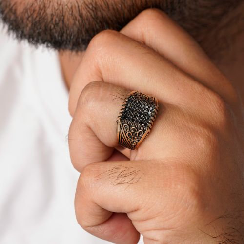 انگشتر طلاروس مردانه نگین دار(بسته 3 عددی)
