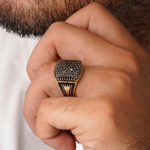 انگشتر طلاروس مردانه نگین دار(بسته 3 عددی)