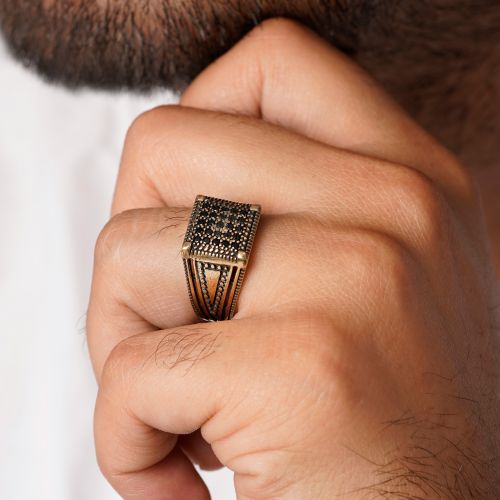 انگشتر طلاروس مردانه نگین دار(بسته 3 عددی)