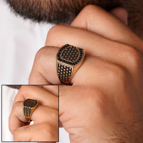 انگشتر طلاروس مردانه نگین دار(بسته 3 عددی)