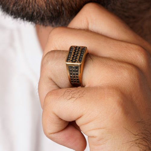 انگشتر طلاروس مردانه نگین دار(بسته 3 عددی)