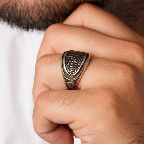 انگشتر طلاروس مردانه نگین دار(بسته 3 عددی)