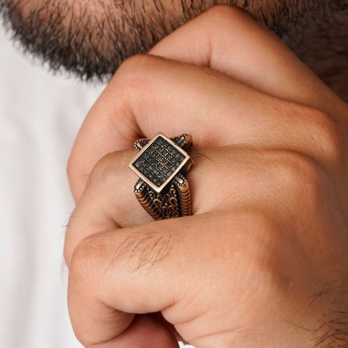 انگشتر طلاروس مردانه نگین دار(بسته 3 عددی)
