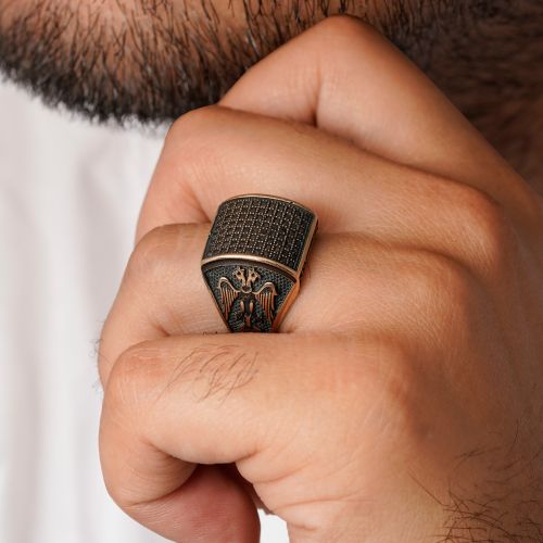 انگشتر طلاروس مردانه نگین دار(بسته 3 عددی)