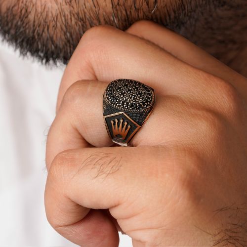 انگشتر طلاروس مردانه نگین دار(بسته 4 عددی)