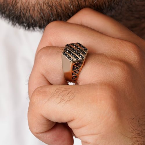 انگشتر طلاروس مردانه نگین دار(بسته 3 عددی)