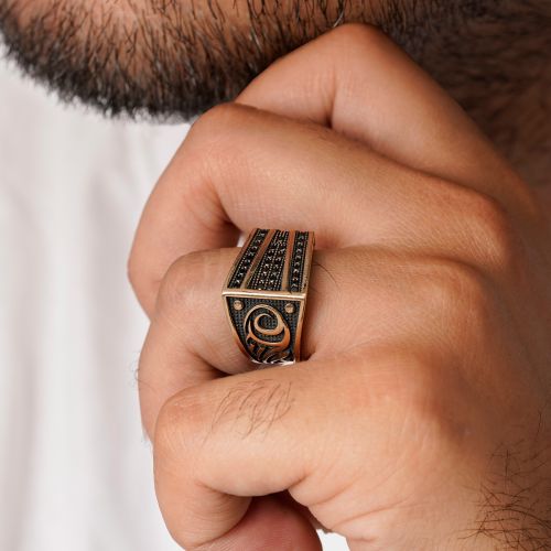 انگشتر طلاروس مردانه نگین دار(بسته 4 عددی)