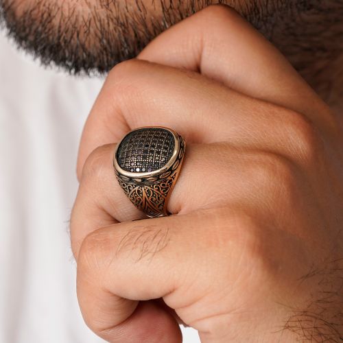 انگشتر طلاروس مردانه نگین دار(بسته 3 عددی)