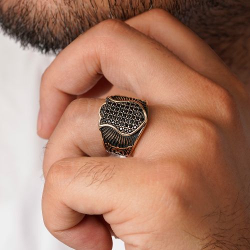 انگشتر طلاروس مردانه نگین دار(بسته 4 عددی)
