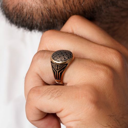 انگشتر طلاروس مردانه نگین دار(بسته 4 عددی)