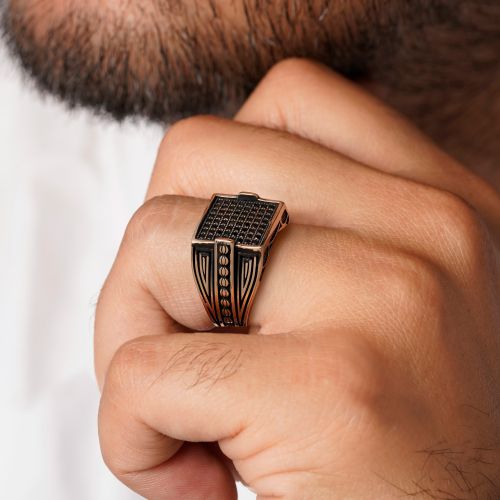 انگشتر طلاروس مردانه نگین دار(بسته 3 عددی)