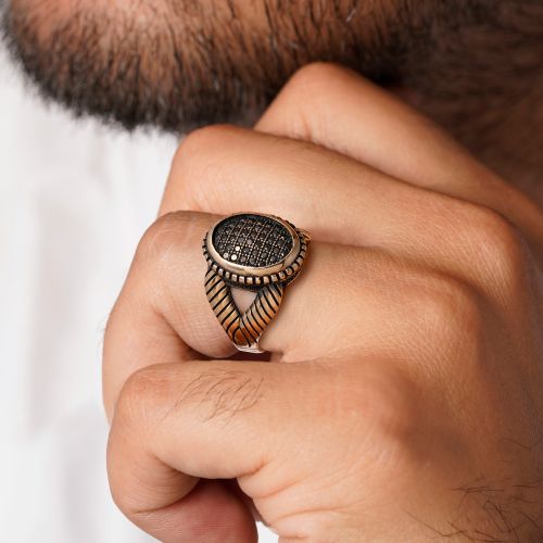 انگشتر طلاروس مردانه نگین دار(بسته 4 عددی)