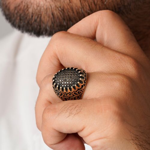 انگشتر طلاروس مردانه نگین دار(بسته 3 عددی)