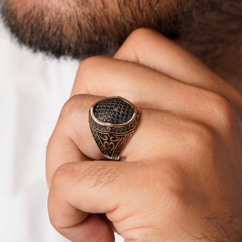 انگشتر طلاروس مردانه نگین دار(بسته 3 عددی)
