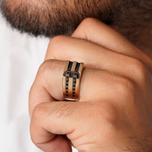 انگشتر طلاروس مردانه نگین دار(بسته 3 عددی)