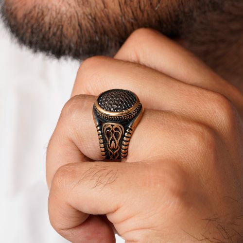 انگشتر طلاروس مردانه نگین دار(بسته 3 عددی)