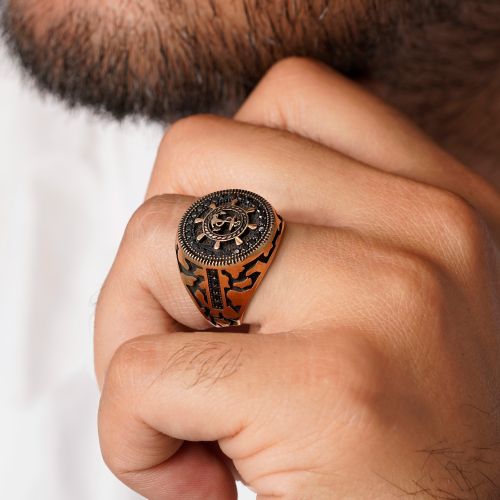 انگشتر طلاروس مردانه نگین دار(بسته 4 عددی)