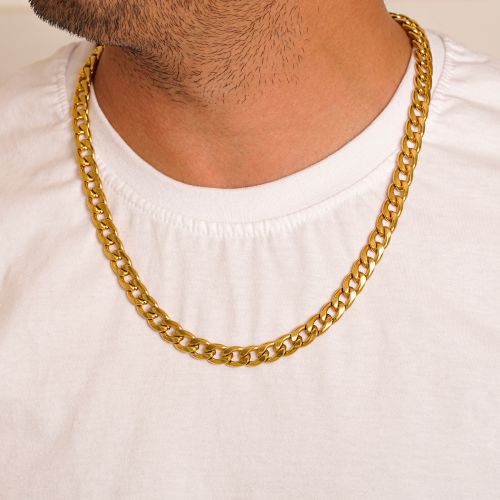 زنجیر استیل 304 (Cartier ) کارتیر 10 میل طلایی