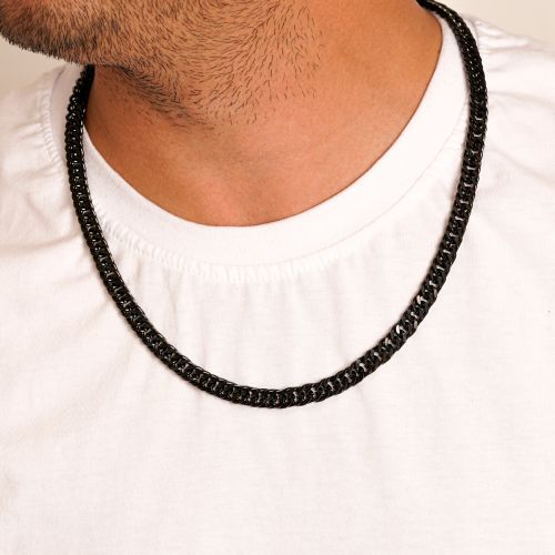 زنجیر استیل 304 (Cartier ) کارتیر 9 میل مشکی