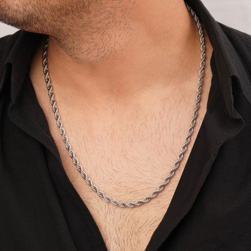 زنجیر تراش رولو استیل 304 نقره ای   