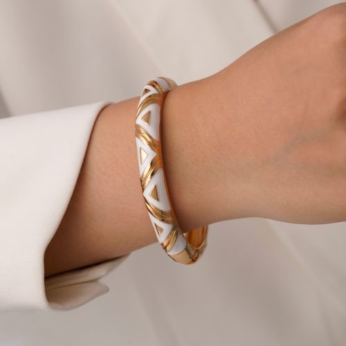 دستبند النگویی YSXمینا کاری سایز سه 7.8 میل طلایی