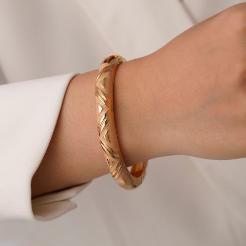 دستبند النگویی YSXمینا کاری سایز سه 7.8 میل طلایی