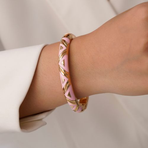 دستبند النگویی YSXمینا کاری سایز سه 7.8 میل طلایی