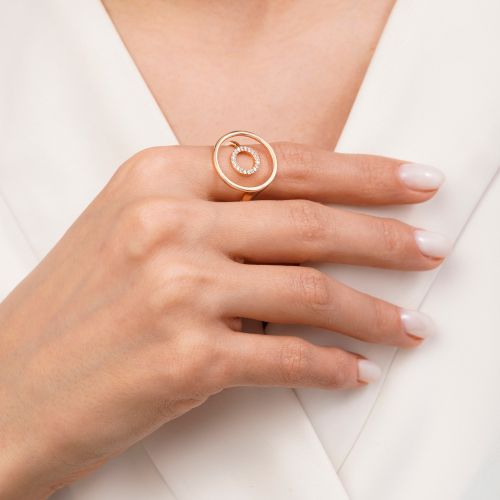 انگشتر YSX طرح دار نگینی طلایی (فری سایز)