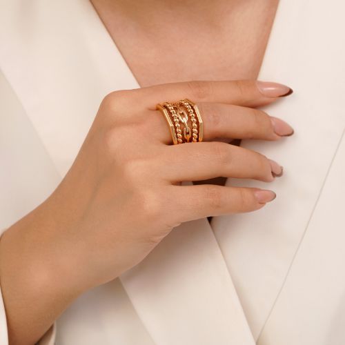 انگشتر پورتوفینو چند لاین طلایی  YSX (سایز 7)