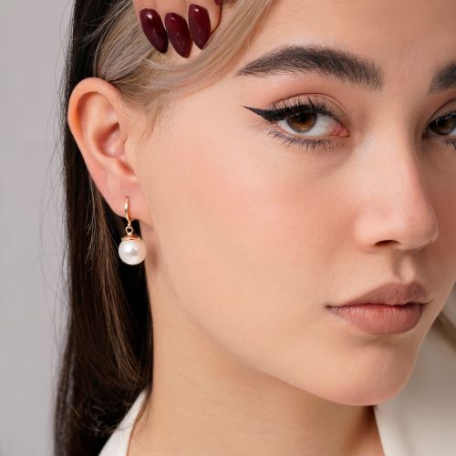 گوشواره Ysx حلقه ای مرواریدی طلایی