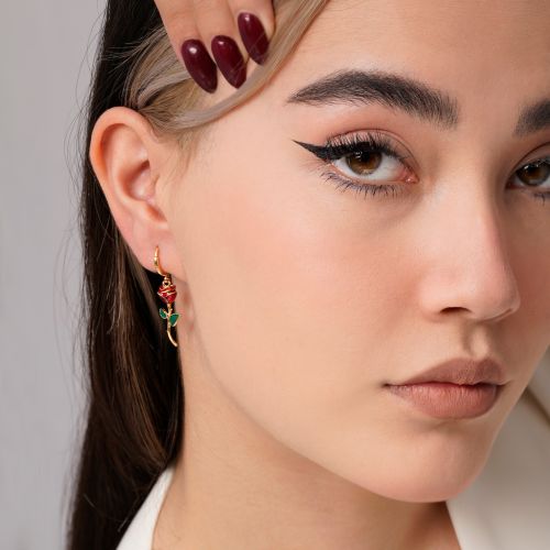 گوشواره Ysx حلقه ای گل طلایی