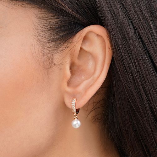 گوشواره حلقه ای مرواریدی  YSX طلایی