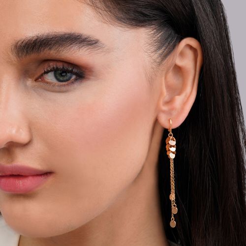 گوشواره پولکی آویز دار طلایی YSX