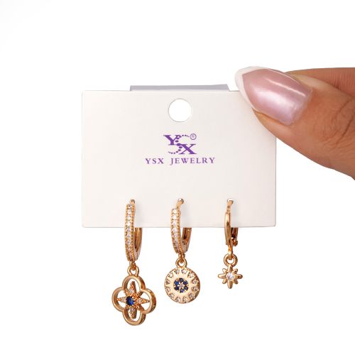 گوشواره Ysx سه عددی طلایی