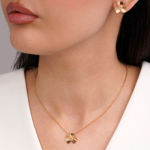 نیم ست گل نگین دار طلایی YSX