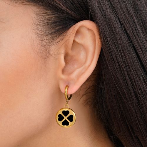 گوشواره استیل 304 حلقه ای مشکی طلایی