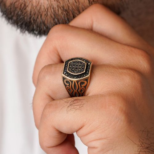 انگشتر طلاروس مردانه نگین دار(بسته 3 عددی)